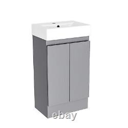 Nes Home 450mm Freestanding Basin Vanity Unit 2 doors Steel Grey Flat Pack