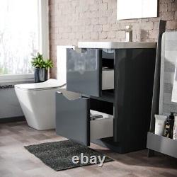 Nes Home 500mm Floorstanding Basin Vanity Unit Grey