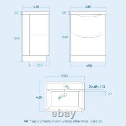 Nes Home 500mm Floorstanding Basin Vanity Unit Grey