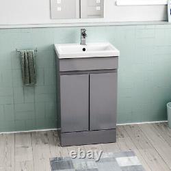 Nes Home 500mm Freestanding Basin Vanity Unit 2 doors Steel Grey Flat Pack