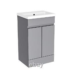 Nes Home 500mm Freestanding Basin Vanity Unit 2 doors Steel Grey Flat Pack