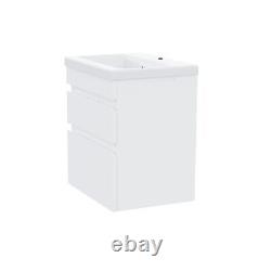 Nes Home 500mm PVC 2 Drawers White Wall Hung Vanity Unit Cabinet and Basin Sink