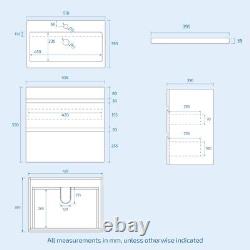 Nes Home 500mm PVC 2 Drawers White Wall Hung Vanity Unit Cabinet and Basin Sink