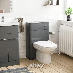 Nes Home 500mm Vanity Basin Unit, WC Unit & Back to Wall Toilet Grey