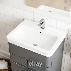 Nes Home 500mm Vanity Basin Unit, WC Unit & Back to Wall Toilet Grey