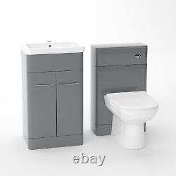 Nes Home 500mm Vanity Basin Unit, WC Unit & Back to Wall Toilet Grey