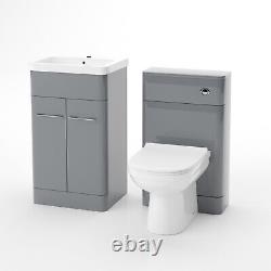 Nes Home 500mm Vanity Basin Unit, WC Unit & Back to Wall Toilet Grey