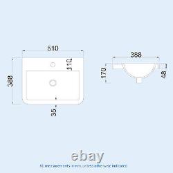 Nes Home 500mm Vanity Basin Unit, WC Unit & Back to Wall Toilet Grey