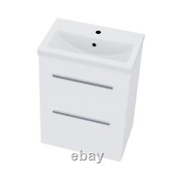 Nes Home 600mm Floorstanding 2 Drawer Vanity Basin Unit White