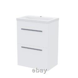 Nes Home 600mm Floorstanding 2 Drawer Vanity Basin Unit White