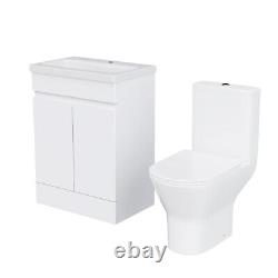 Nes Home 600mm Gloss White Basin Vanity & Close Coupled Rimless Toilet