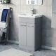 Nes Home Afern 500mm Freestanding Basin Vanity Unit Matte Grey Flat Pack