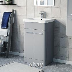 Nes Home Afern 500mm Freestanding Basin Vanity Unit Matte Grey Flat Pack