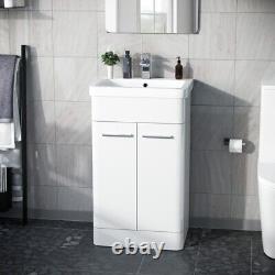 Nes Home Afern 500mm Freestanding Vanity Unit Cabinet and Wash Basin White