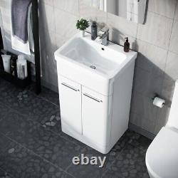 Nes Home Afern 500mm Freestanding Vanity Unit Cabinet and Wash Basin White