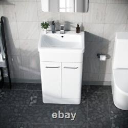 Nes Home Afern 500mm Freestanding Vanity Unit Cabinet and Wash Basin White