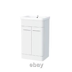 Nes Home Afern 500mm Freestanding Vanity Unit Cabinet and Wash Basin White