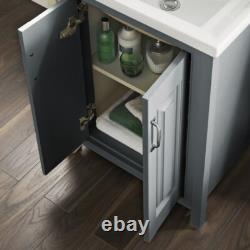 Nes Home Chiltern 600mm Bathroom Traditional Basin Vanity Cabinet Unit Grey
