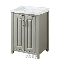 Nes Home Chiltern Traditional 600mm Vanity Basin Unit Stone Grey