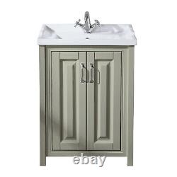 Nes Home Chiltern Traditional 600mm Vanity Basin Unit Stone Grey