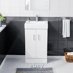 Nes Home Flat Pack 450mm White 2 Doors Basin Vanity Unit Bathroom Cabinet