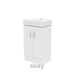 Nes Home Flat Pack 450mm White 2 Doors Basin Vanity Unit Bathroom Cabinet