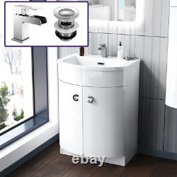 Nes Home Graham Bathroom White Freestanding Basin Sink Vanity Unit With Waterf