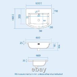 Nes Home Graham Bathroom White Freestanding Basin Sink Vanity Unit With Waterf