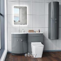 Nes Home Grey 1100 mm Vanity Unit and BTW WC Toilet LH Basin Sink Cabinet