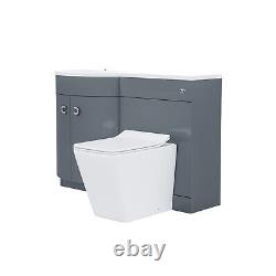 Nes Home Grey 1100 mm Vanity Unit and BTW WC Toilet LH Basin Sink Cabinet