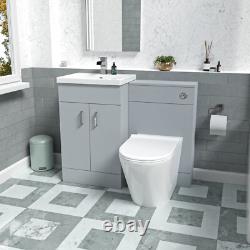 Nes Home Matte Grey 1000mm Vanity Basin WC Vanity Unit & BTW Toilet Flat Pack