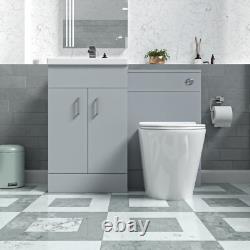 Nes Home Matte Grey 1000mm Vanity Basin WC Vanity Unit & BTW Toilet Flat Pack