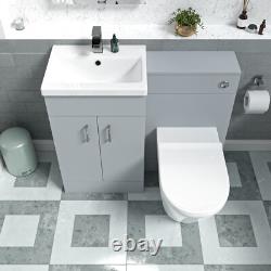 Nes Home Matte Grey 1000mm Vanity Basin WC Vanity Unit & BTW Toilet Flat Pack