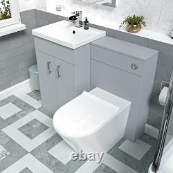 Nes Home Matte Grey 1000mm Vanity Basin WC Vanity Unit & BTW Toilet Flat Pack
