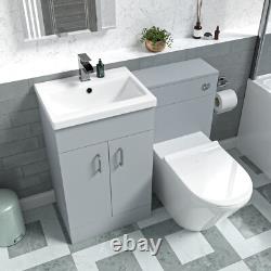 Nes Home Matte Grey 1000mm Vanity Basin WC Vanity Unit & BTW Toilet Flat Pack