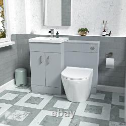 Nes Home Matte Grey 1000mm Vanity Basin WC Vanity Unit & Rimless BTW Toilet