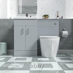 Nes Home Matte Grey 1000mm Vanity Basin WC Vanity Unit & Rimless BTW Toilet