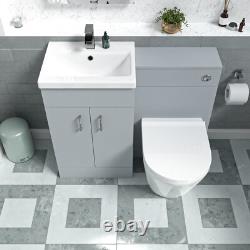 Nes Home Matte Grey 1000mm Vanity Basin WC Vanity Unit & Rimless BTW Toilet