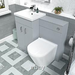 Nes Home Matte Grey 1000mm Vanity Basin WC Vanity Unit & Rimless BTW Toilet