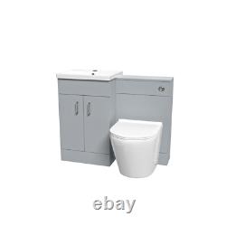 Nes Home Matte Grey 1000mm Vanity Basin WC Vanity Unit & Rimless BTW Toilet