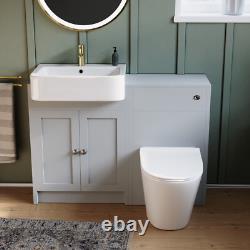 Nes Home Matte Grey 1100mm Traditional Vanity Basin WC Unit & Toilet Unit