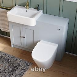 Nes Home Matte Grey 1100mm Traditional Vanity Basin WC Unit & Toilet Unit