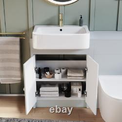 Nes Home Matte Grey 1100mm Traditional Vanity Basin WC Unit & Toilet Unit