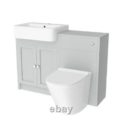 Nes Home Matte Grey 1100mm Traditional Vanity Basin WC Unit & Toilet Unit