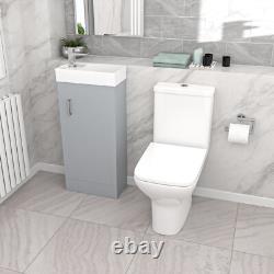 Nes Home Matte Grey 400mm Cloakroom Vanity Basin Unit & Close Coupled Toilet