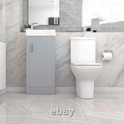 Nes Home Matte Grey 400mm Cloakroom Vanity Basin Unit & Close Coupled Toilet