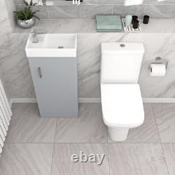 Nes Home Matte Grey 400mm Cloakroom Vanity Basin Unit & Close Coupled Toilet