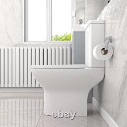 Nes Home Matte Grey 400mm Cloakroom Vanity Basin Unit & Close Coupled Toilet
