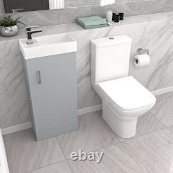 Nes Home Matte Grey 400mm Cloakroom Vanity Basin Unit & Close Coupled Toilet