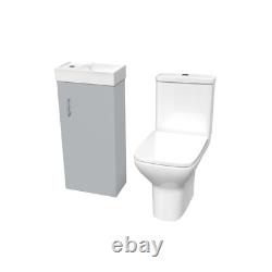 Nes Home Matte Grey 400mm Cloakroom Vanity Basin Unit & Close Coupled Toilet